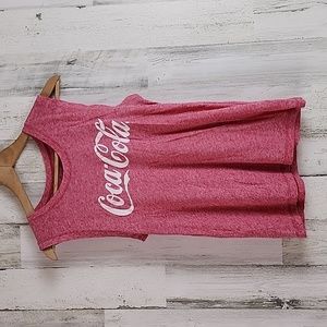 Coca Cola heathered red burnout muscle tee sleeveless logo tshirt Size Large